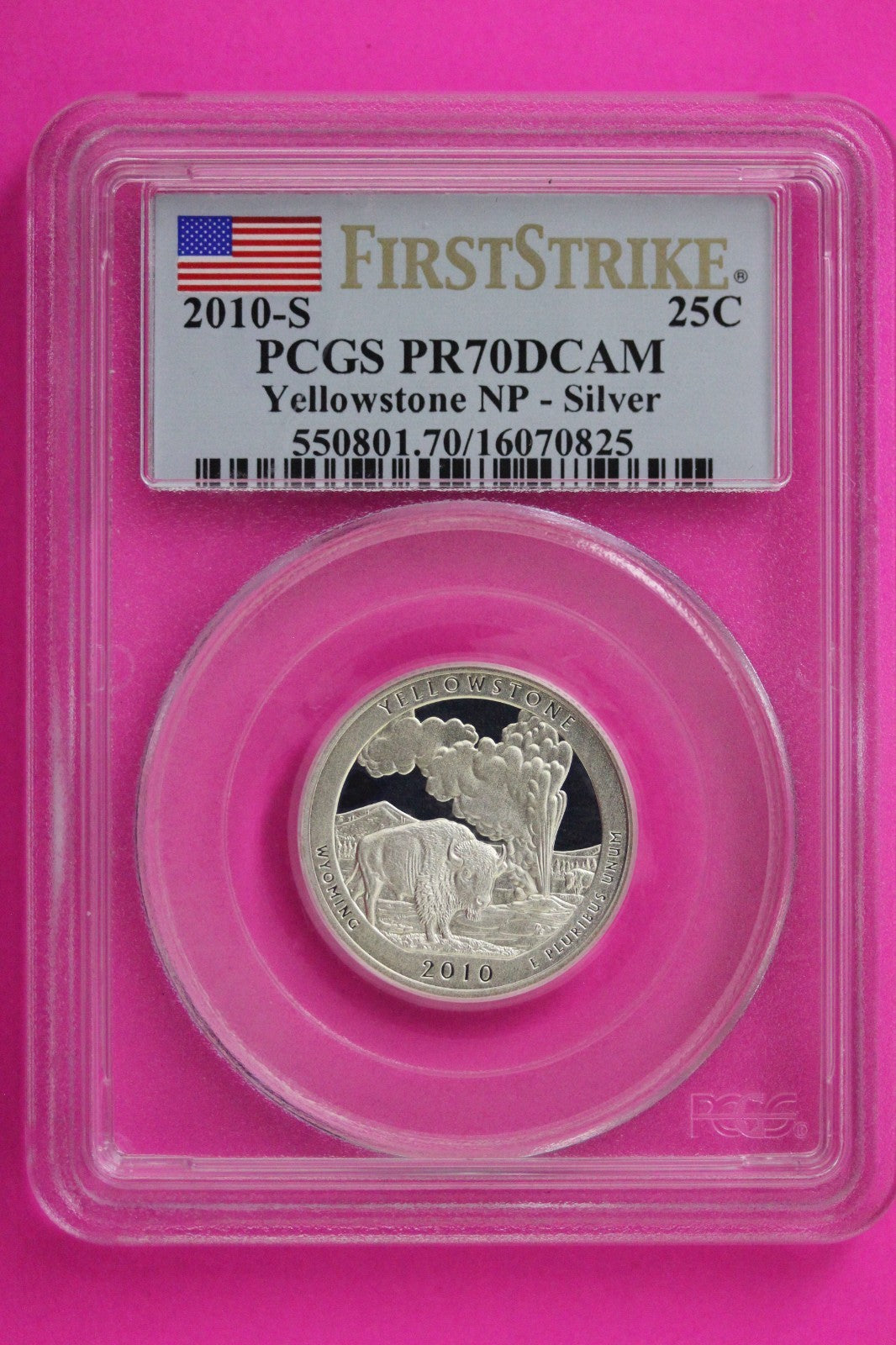 2010 S PR 70 Silver Quarter Yellowstone Park ATB PCGS Graded Certified Slab 328