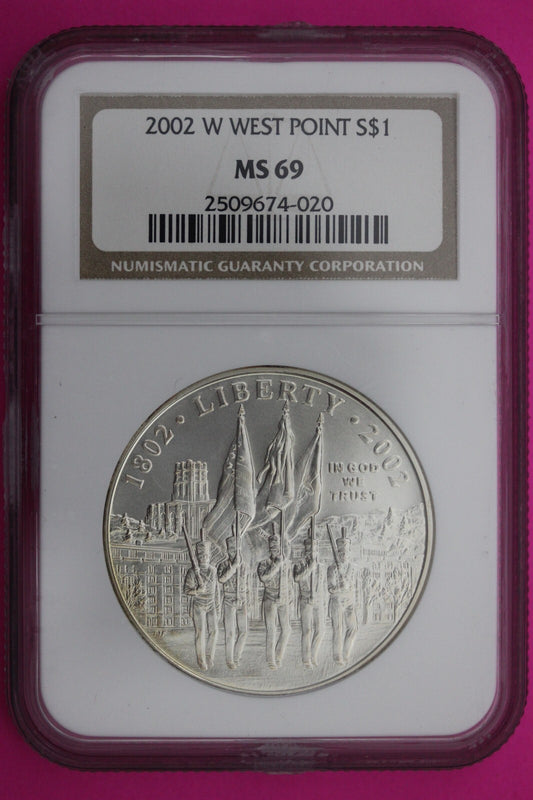 2002 W MS 69 BU West Pont Commemorative Silver Dollar NGC Certified Graded 286