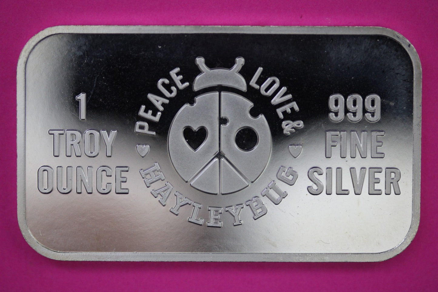 Silver Art Bar Colorized Lady Warrior Peace & Love Hayleybug Mint 1 OZ Rare B60