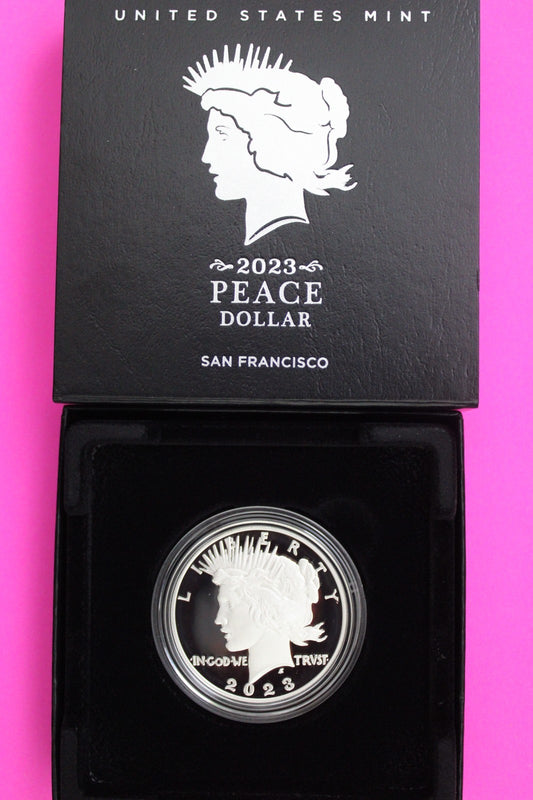 Gem Deep Cameo Proof 2023 S Peace Silver Dollar 999 Fine Mint Box & COA 6086