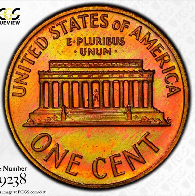 Trueview Rainbow TONED 1961 PR 66 RB Abraham Lincoln Memorial Cent PCGS OCE 392