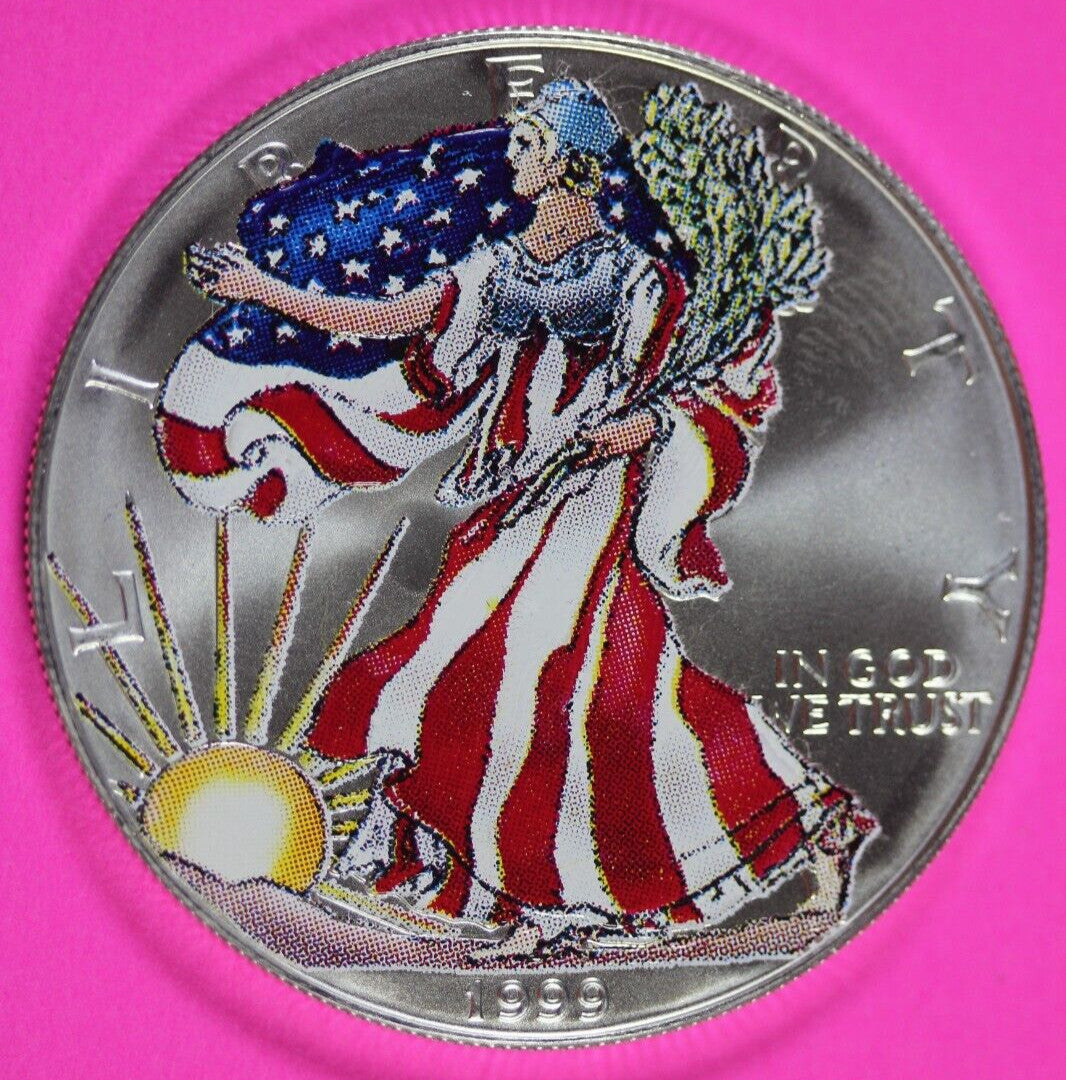 Colorized 1999 American Silver Eagle 1 Ounce .999 Fine Exact Coin Shown 176