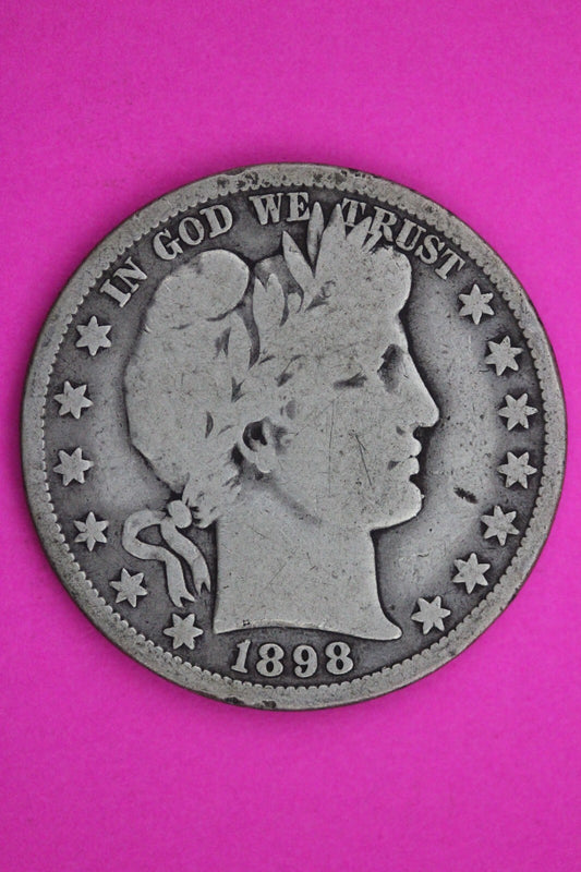1898 O Barber Liberty Half Dollar Silver Coin Scarce Semi Key Date Genuine 0419N