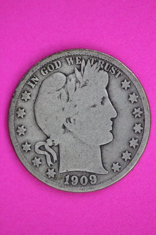 1909 Inverted S Barber Liberty Half Dollar Silver Coin Guaranteed Authentic 1487