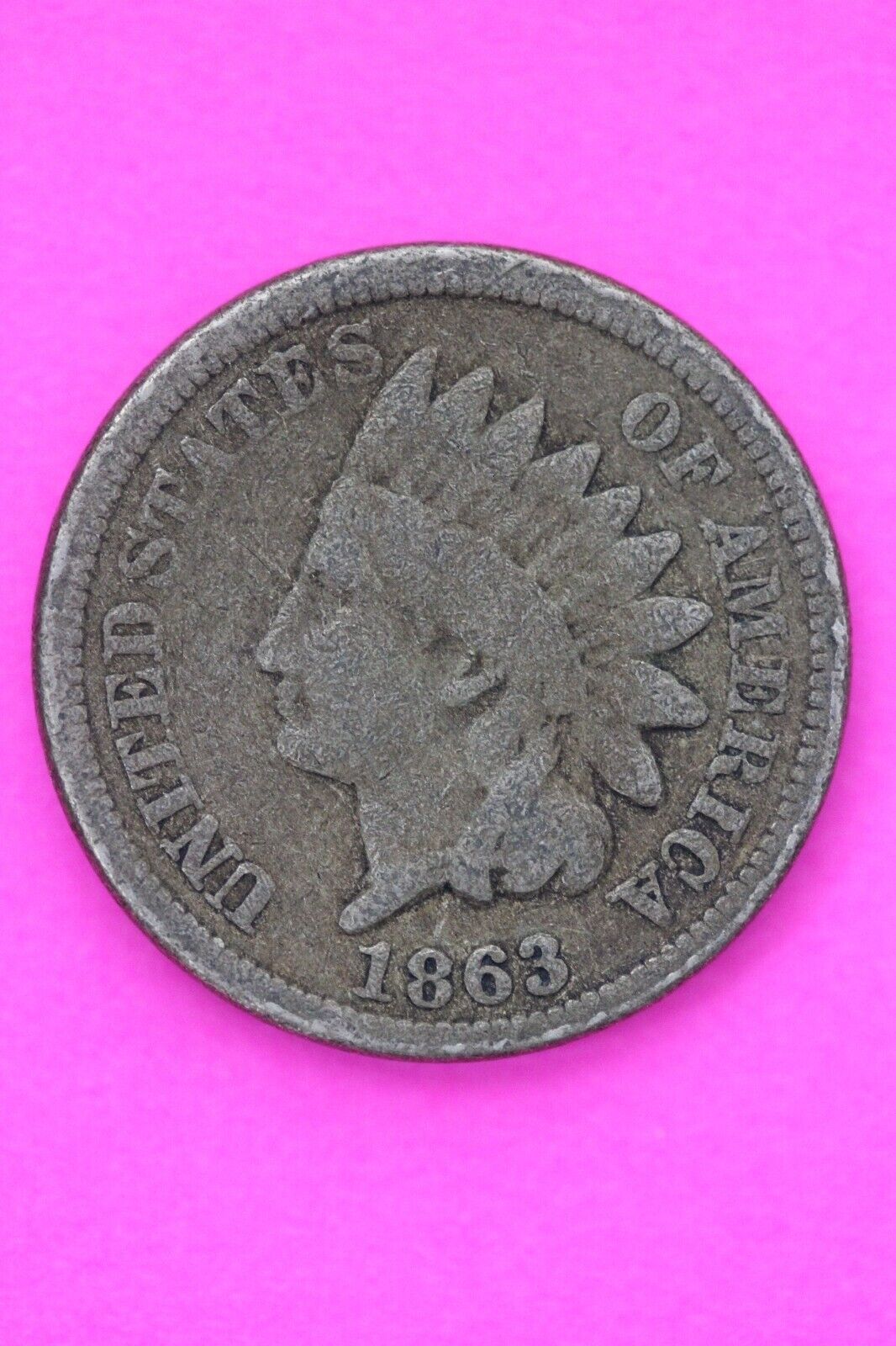 1863 Copper Nickel Indian Head Cent Penny Exact Early Type Coin Pictured 60