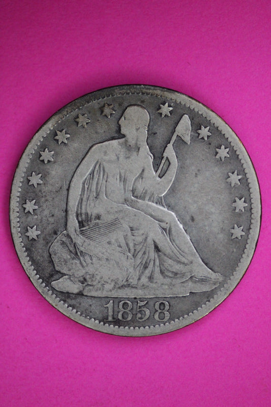 1858 O Seated Liberty Half Dollar Silver Guaranteed Authentic Genuine Coin 2906