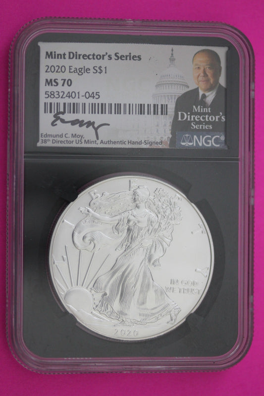 2020 MS 70 Silver Eagle 1 OZ .999 Silver NGC Moy Signature Director Series 687