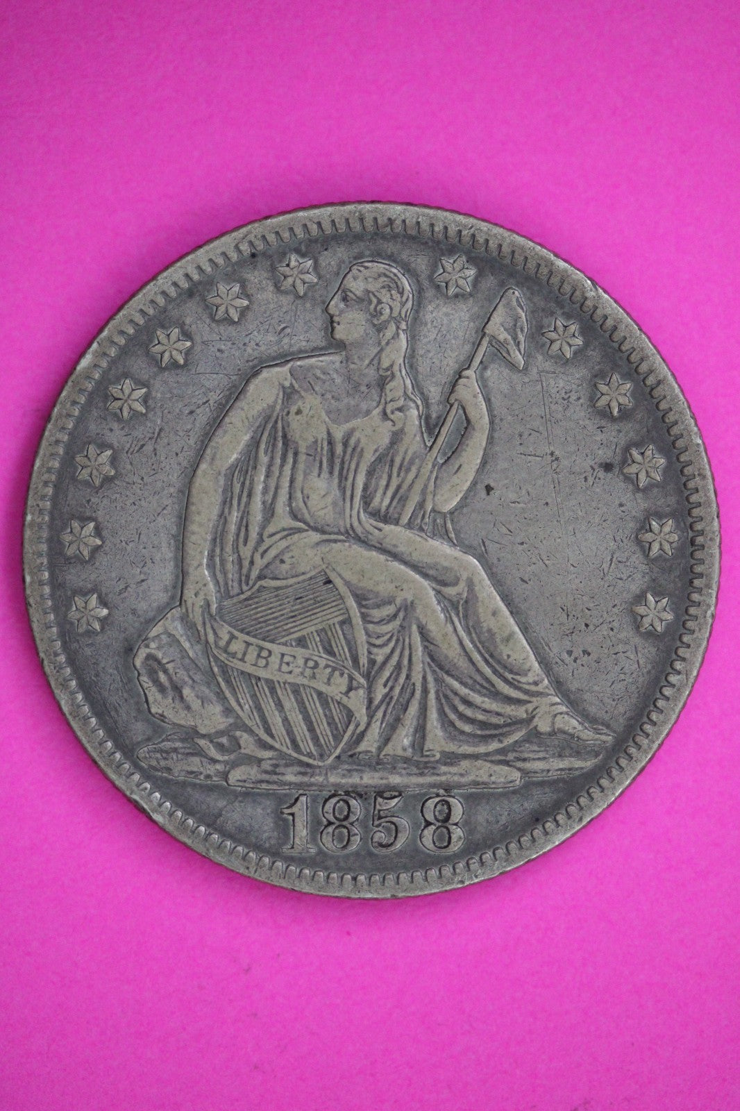 1858 O Seated Liberty Half Dollar Guaranteed Authentic & Genuine Coin 2972