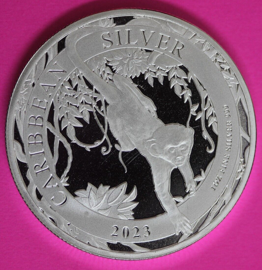 Gem BU 2023 Barbados Monkey 1 OZ Silver Coin .999 Fine $1.00 Same Coin In Pic 28