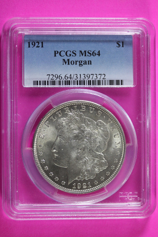 1921 P MS 64 Liberty Morgan Silver Dollar PCGS Graded Authentic Certified 35