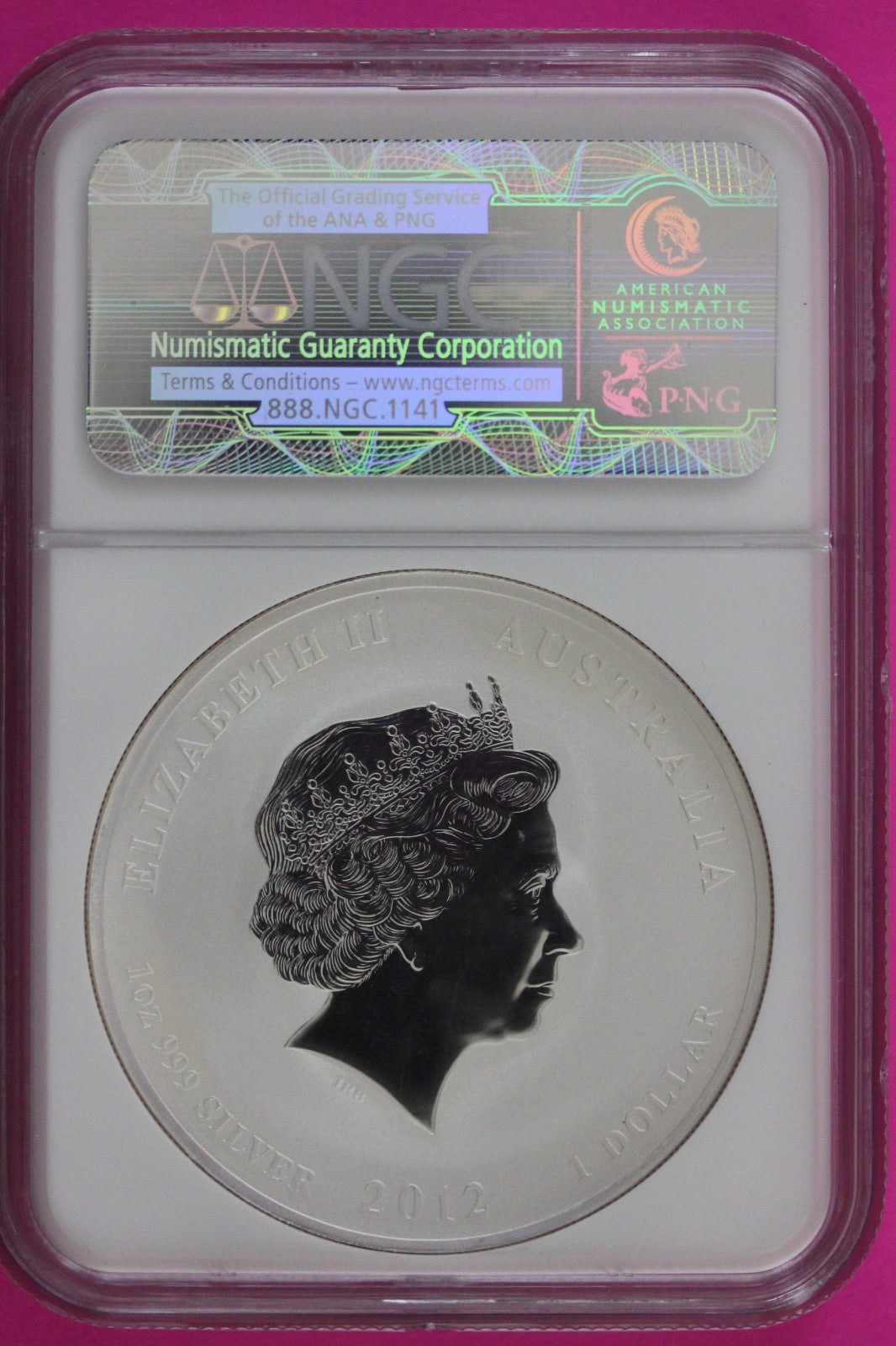 2012 P MS 69 Colorized Australia Year Of The Dragon $1 Silver Coin NGC Slab 967