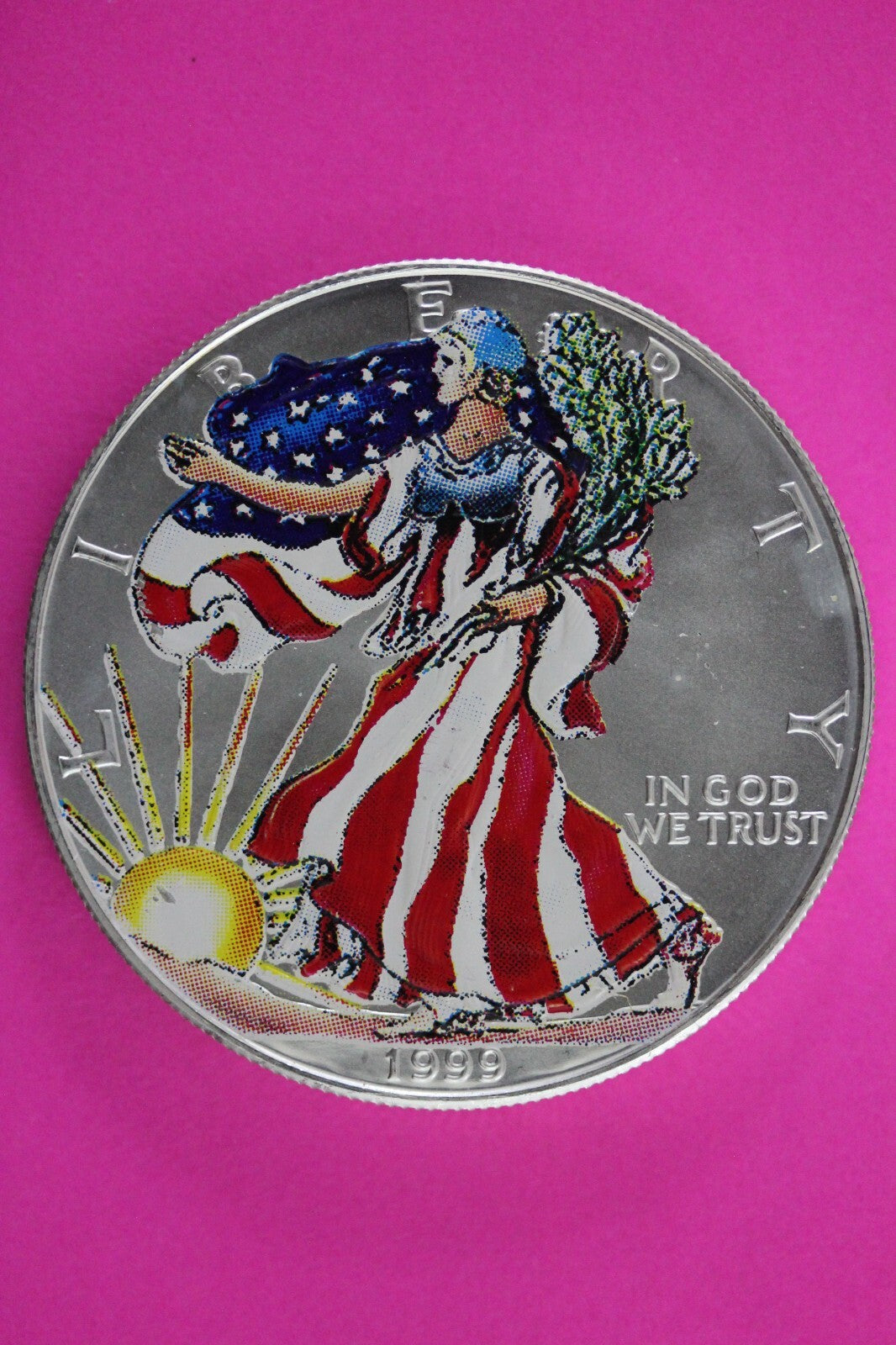 Colorized 1999 American Silver Eagle 1 Ounce .999 Fine Exact Coin Shown N0490