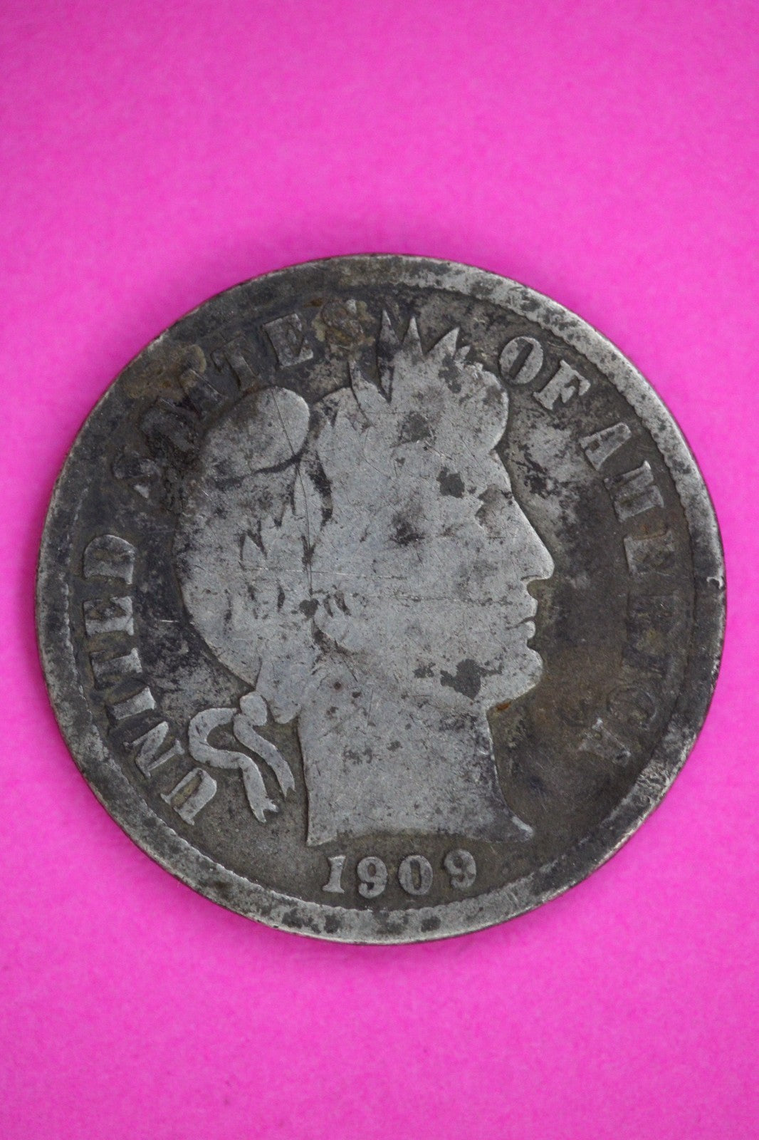 1909 S Barber Liberty Dime Silver Exact Coin Shown Authentic & Genuine 2832