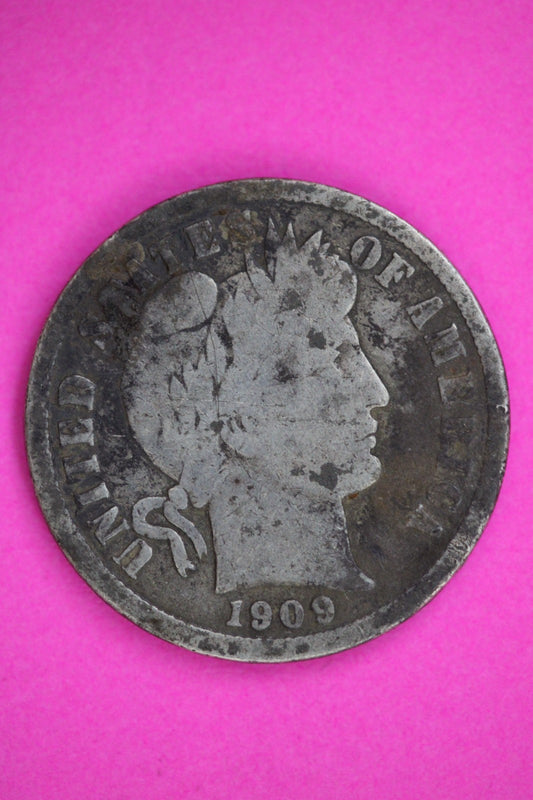 1909 S Barber Liberty Dime Silver Exact Coin Shown Authentic & Genuine 2832
