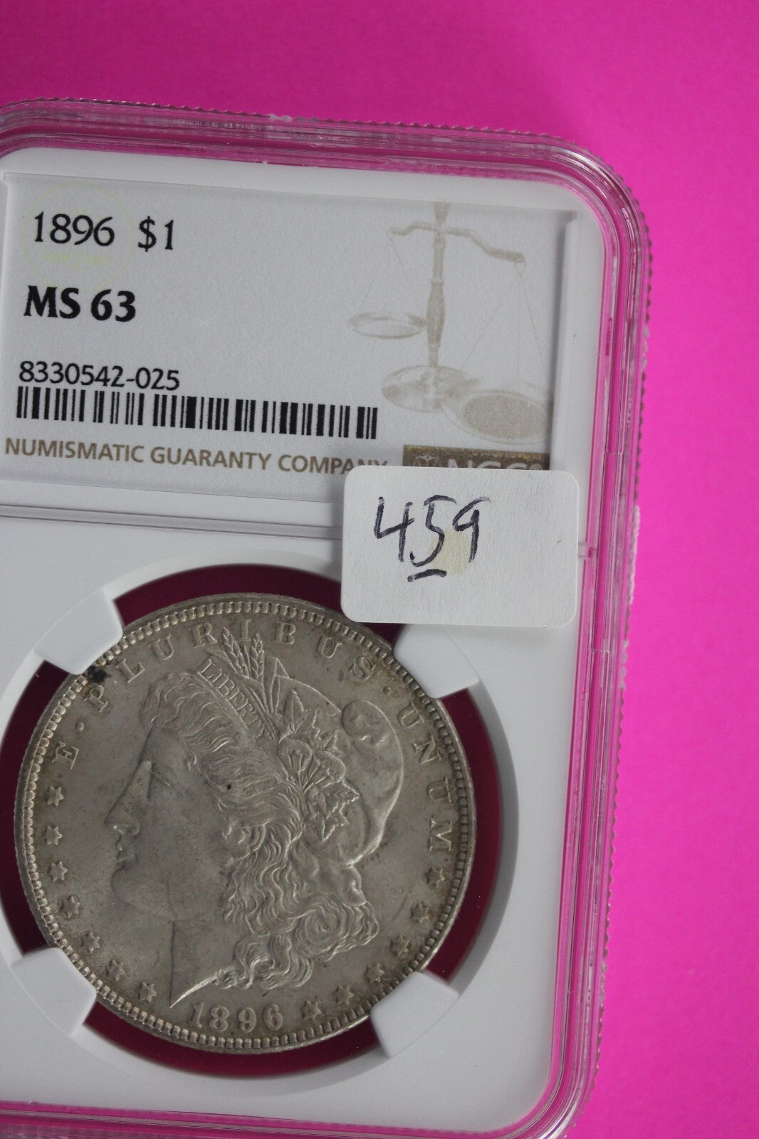 1896 P MS 63 Liberty Morgan Silver Dollar NGC Certified Graded Slab 459