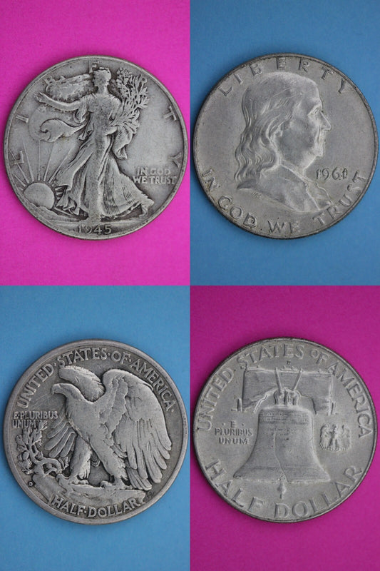 6 Standard Ounces Coin Weight 90% Silver Junk Walking & Franklin Half Dollars