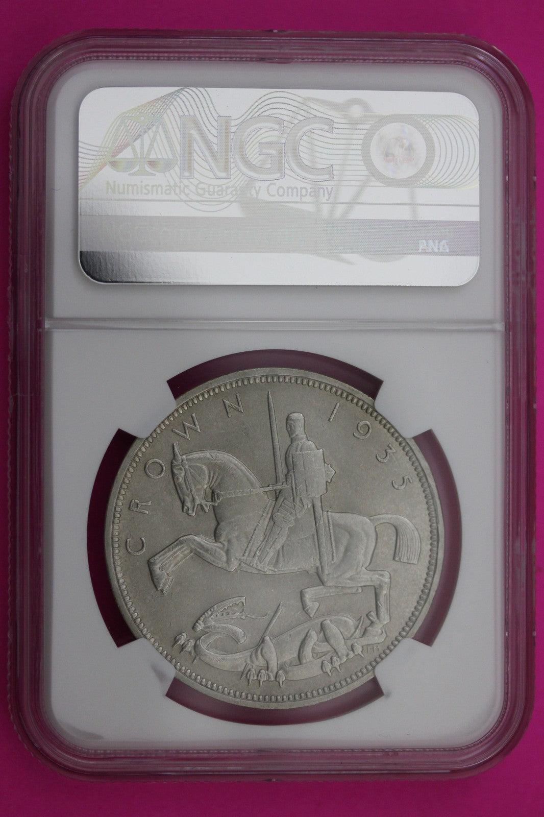 1935 MS 63 Great Britain Crown Incuse Edge Lettering Silver Coin NGC Slab 628