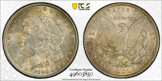 Toned 1890 P MS 62 Morgan Liberty Silver Dollar PCGS Certified Slab 46