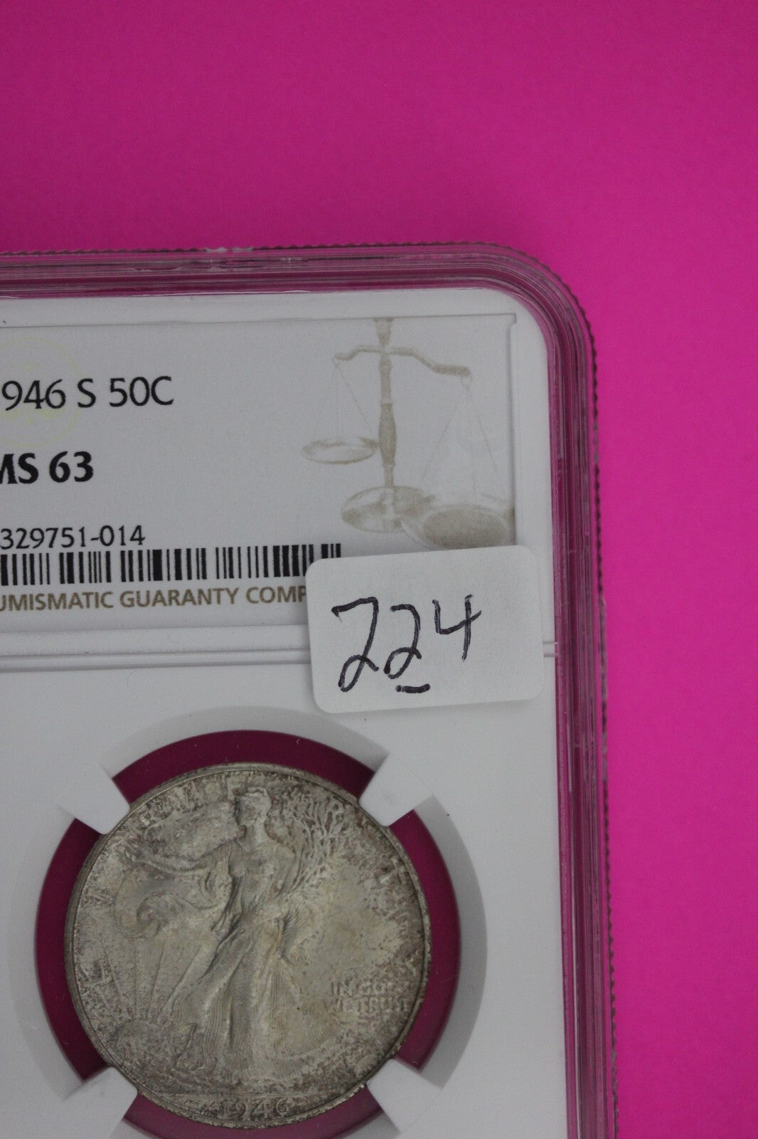 1946 S MS 63 Walking Liberty Half Dollar NGC Graded Certified Authentic 224