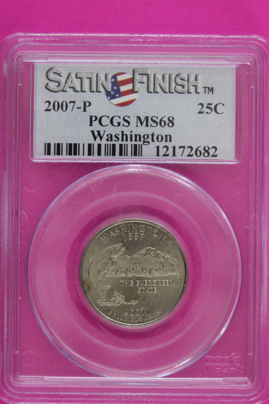2007 P MS 68 Washington Satin State Quarter PCGS Certified Graded Authentic 173