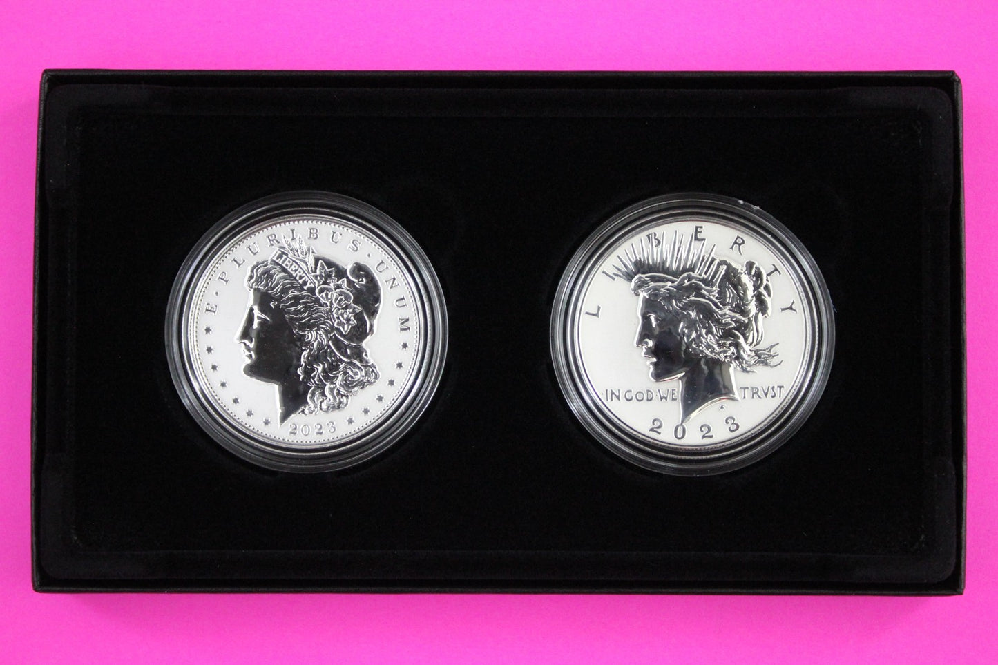 Gem 2023 Morgan & Peace Dollar Reverse Proof 1.7 Ounces of Silver Box & COA 7070
