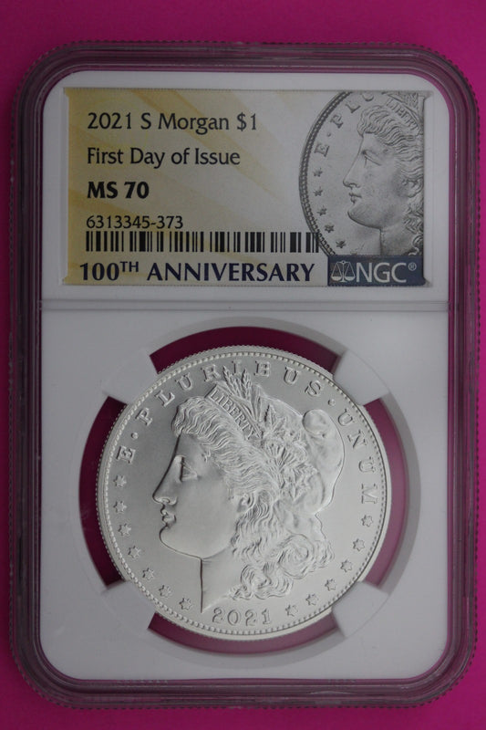 RARE 2021 S MS 70 Morgan Silver Dollar 1rst Day Issue NGC Authentic Graded 601