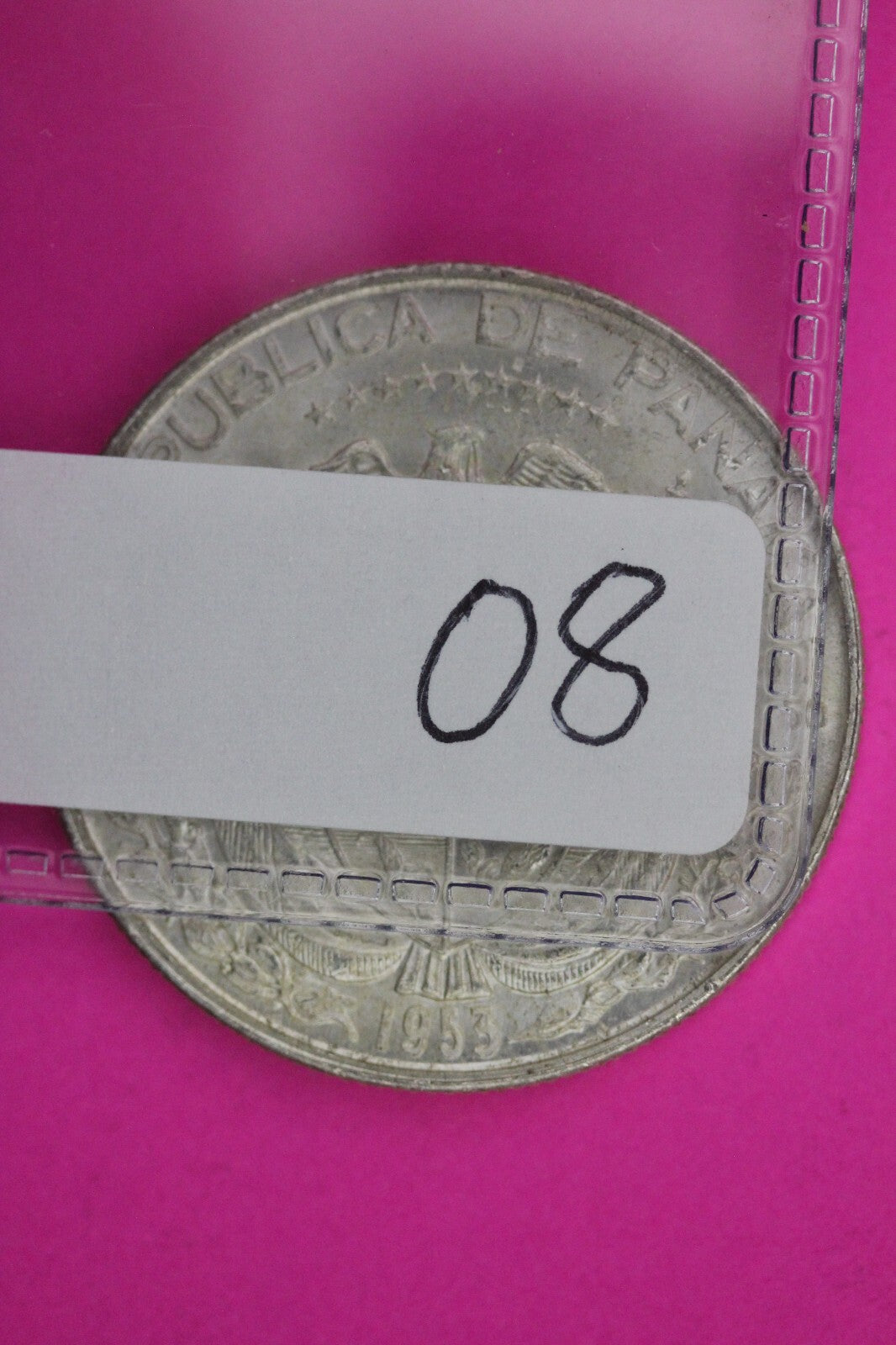 Gem Brilliant Uncirculated 1953 Panama Half Balboa Silver Low Mintage Coin 08