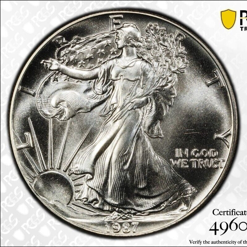 Toned 1987 MS 68 American Silver Eagle PCGS Graded Authentic Certified Slab 175