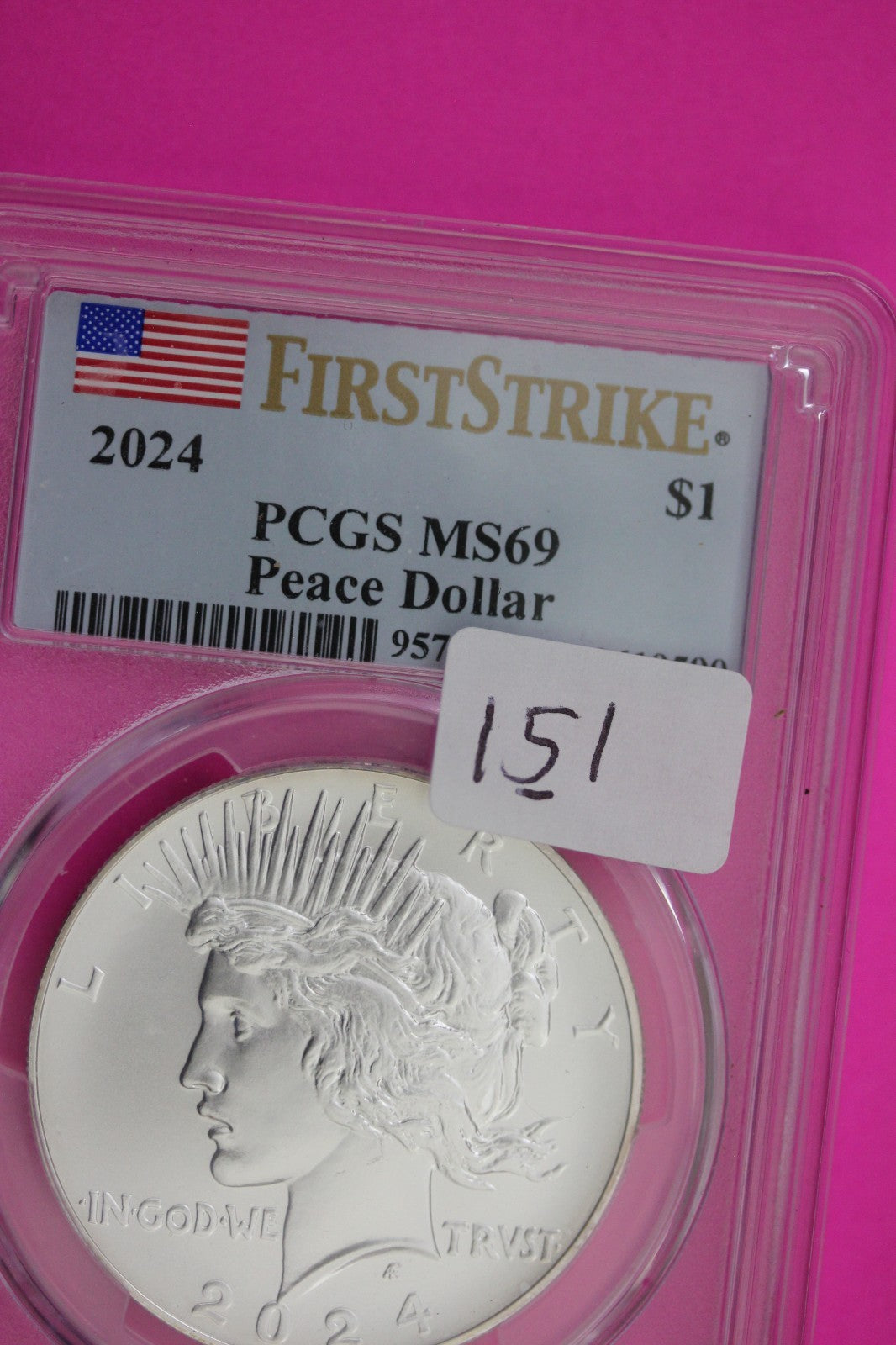 2024 P MS 69 Peace Silver Dollar .999 NGC Graded Certified Authentic Coin 151