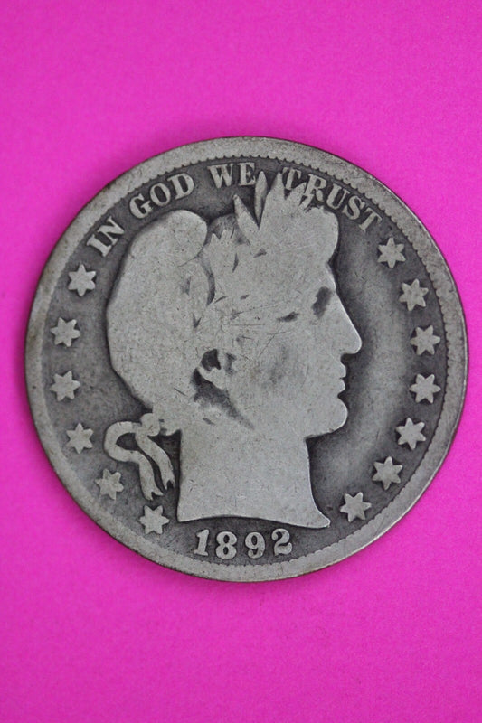 1892 P Barber Liberty Half Dollar Silver Coin Guaranteed Authentic Genuine 1497