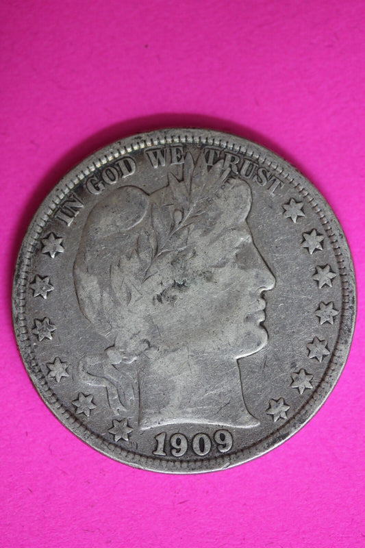 1909 S Barber Liberty Half Dollar Silver Coin Better Grade San Francisco Mint 91