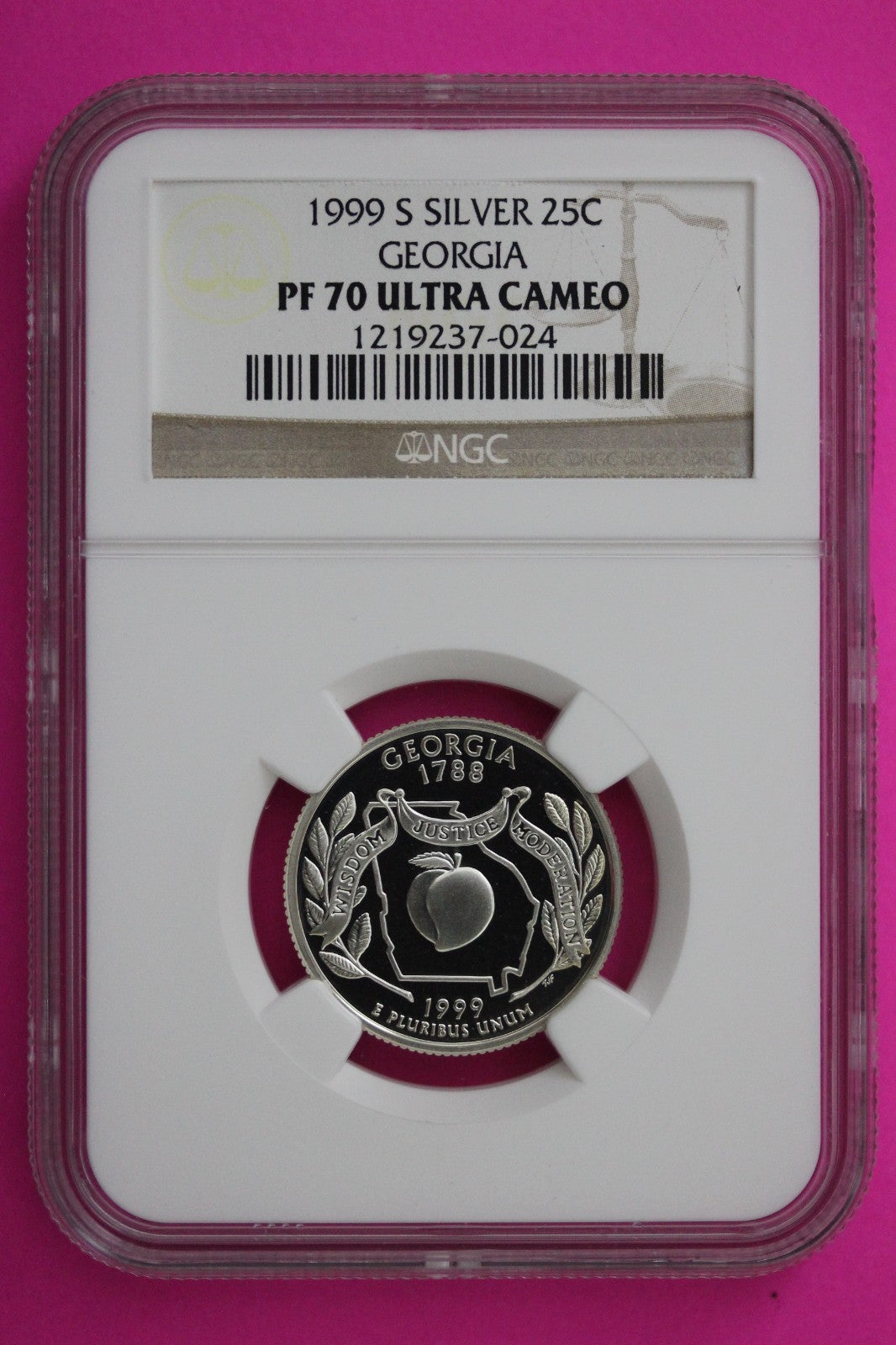 1999 S PF 70 Georgia Silver State Quarter NGC Certified Authentic Slab 406