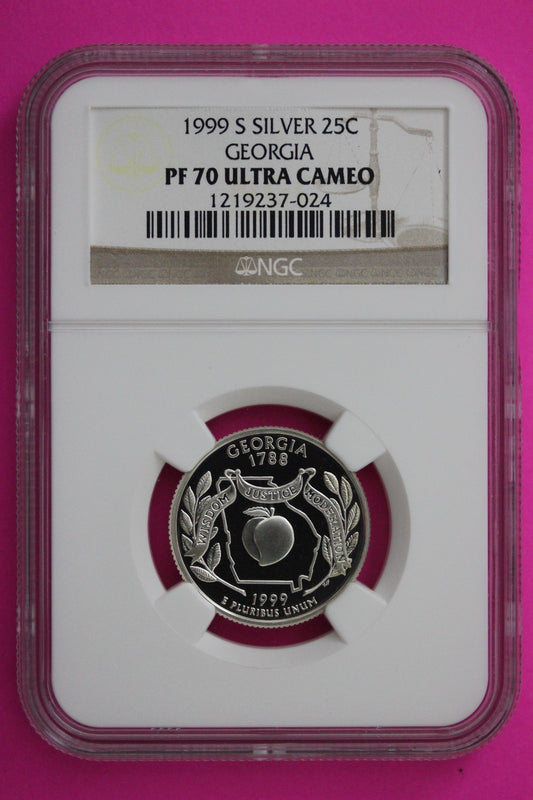 1999 S PF 70 Georgia Silver State Quarter NGC Certified Authentic Slab 406