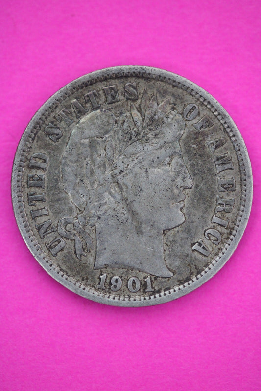 1901 P Barber Liberty Dime Scarce Semi Key Date Silver Coin Philadelphia Mint 30