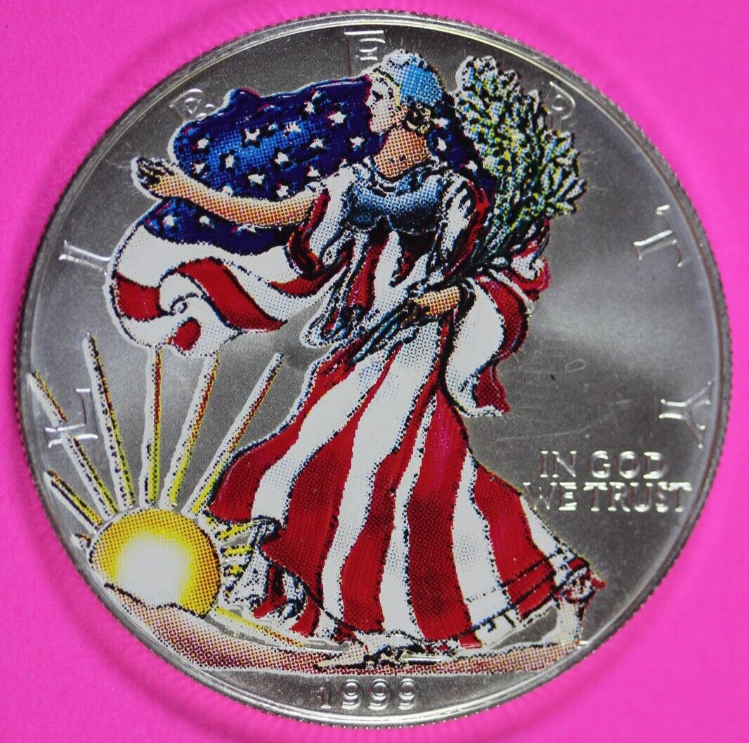 Colorized 1999 American Silver Eagle 1 Ounce .999 Fine Exact Coin Shown 161