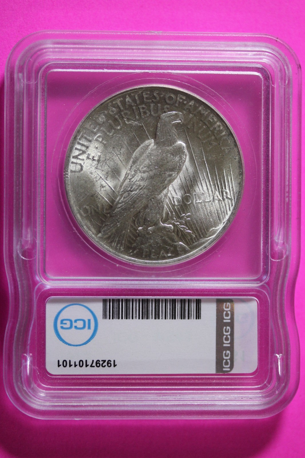 1923 P MS 63 Liberty Peace Silver Dollar ICG Graded Authentic Certified Slab 55