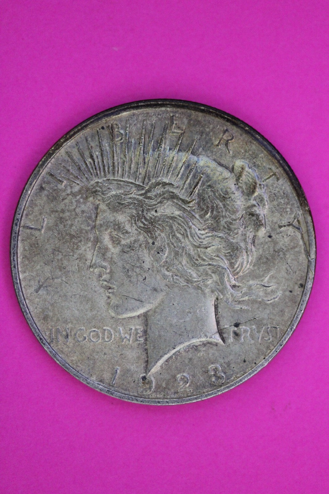 Rim Cuds Die  Breaks 1923 D Liberty Peace Silver Dollar Denver Coin 227