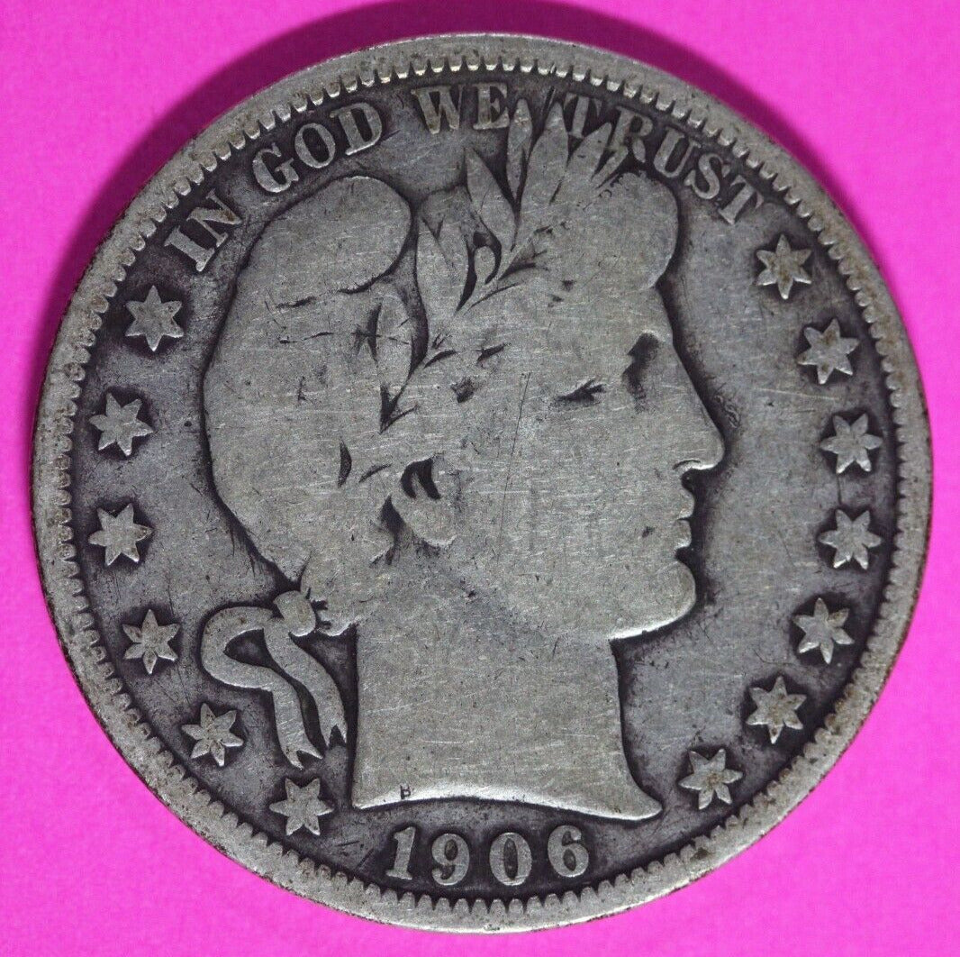 1906 O Barber Liberty Half Dollar Scarce Semi Key Date Coin New Orleans Mint 243
