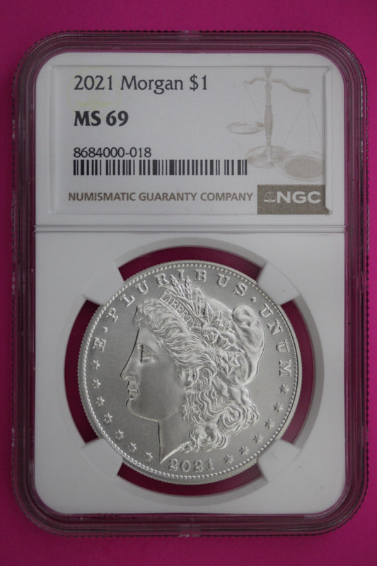 2021 P MS 69 Morgan Silver Dollar NGC Authentic Certified Graded Coin  Slab 139