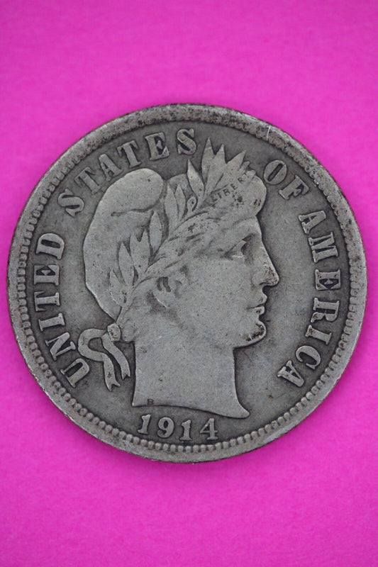 1914 P Barber Liberty Dime Scarce Semi Key Date Silver Coin Philadelphia 130