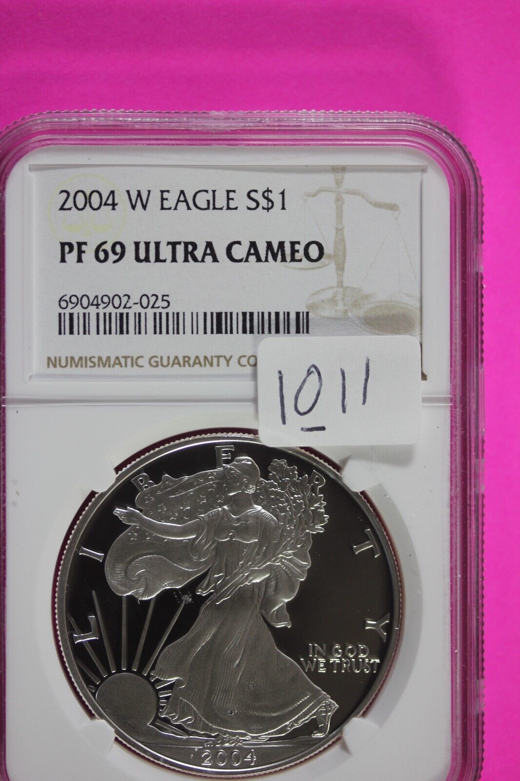 2004 W PF 69 Silver American Eagle Deep Cameo Authentic Proof Coin NGC Slab 1011