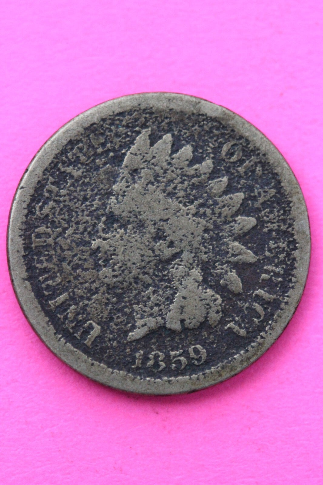 1859 Copper Nickel Indian Head Cent Penny Exact Early Type Coin Pictured 185