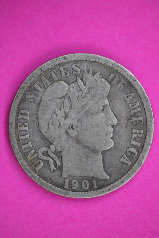 1901 O Barber Liberty Silver Dime Guaranteed Authentic & Genuine Coin 2888