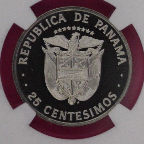 Top Pop 1977 Panama PF 70 Ultra Cameo Proof 25 Centesimos NGC Graded Slab 844