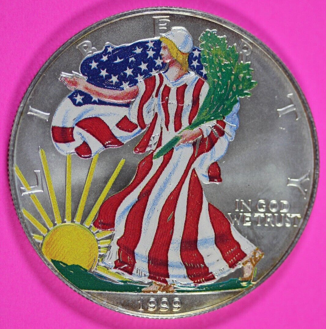 Colorized 1999 American Silver Eagle 1 Ounce .999 Fine Exact Coin Shown 153