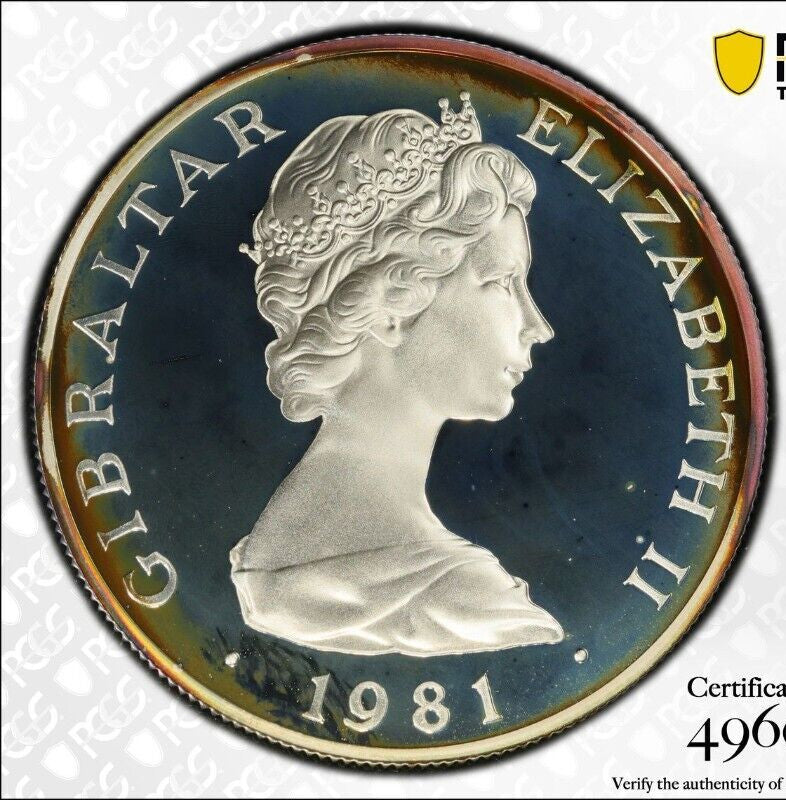 1981 PR 68 DCAM Crown Gibraltar Princess Diana Royal Wedding PCGS Silver 630