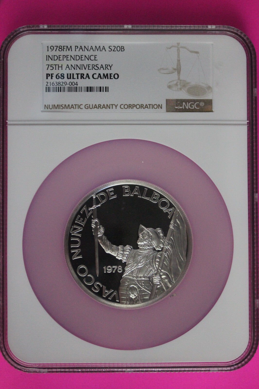 1978 Panama Silver 20 Balboas PF 68 Ultra Cameo NGC Certified Graded Slab 7034
