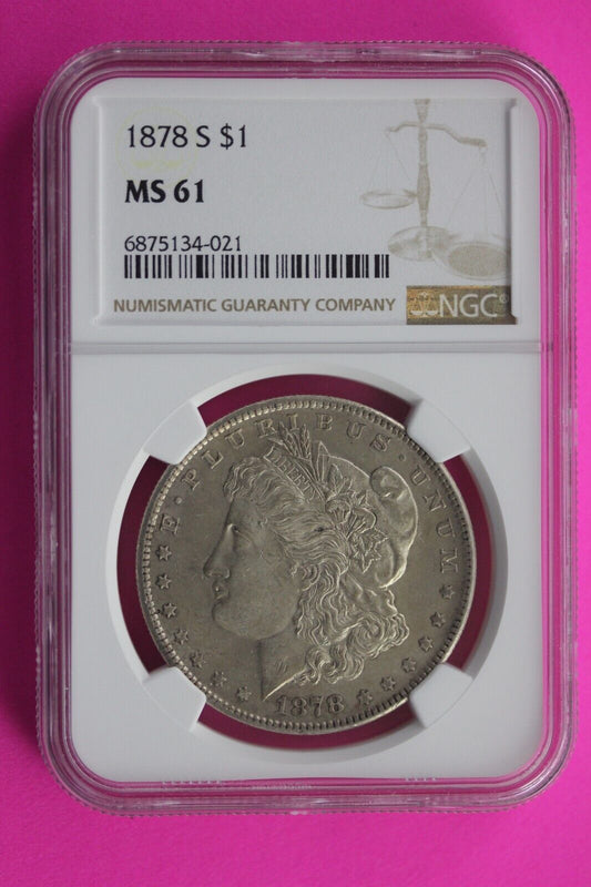 1878 S MS 61 Liberty Morgan Silver Dollar NGC Certified Slab Free Shipping 694