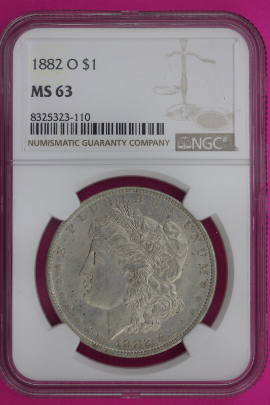1882 O MS 63 Liberty Morgan Silver Dollar NGC Certified Graded Authentic 1079