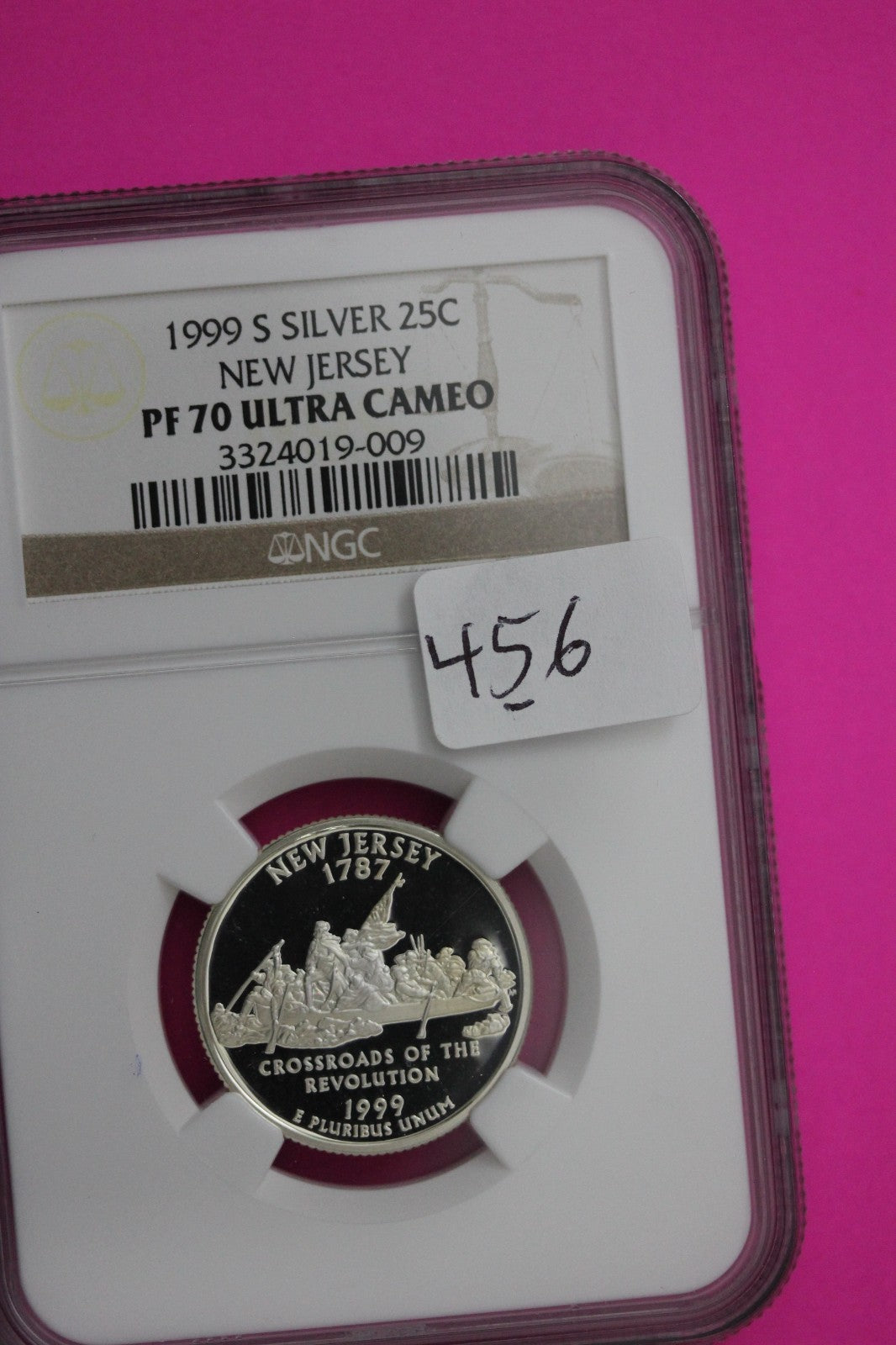 1999 S PF 70 New Jersey Silver State Quarter NGC Certified Authentic Slab 456